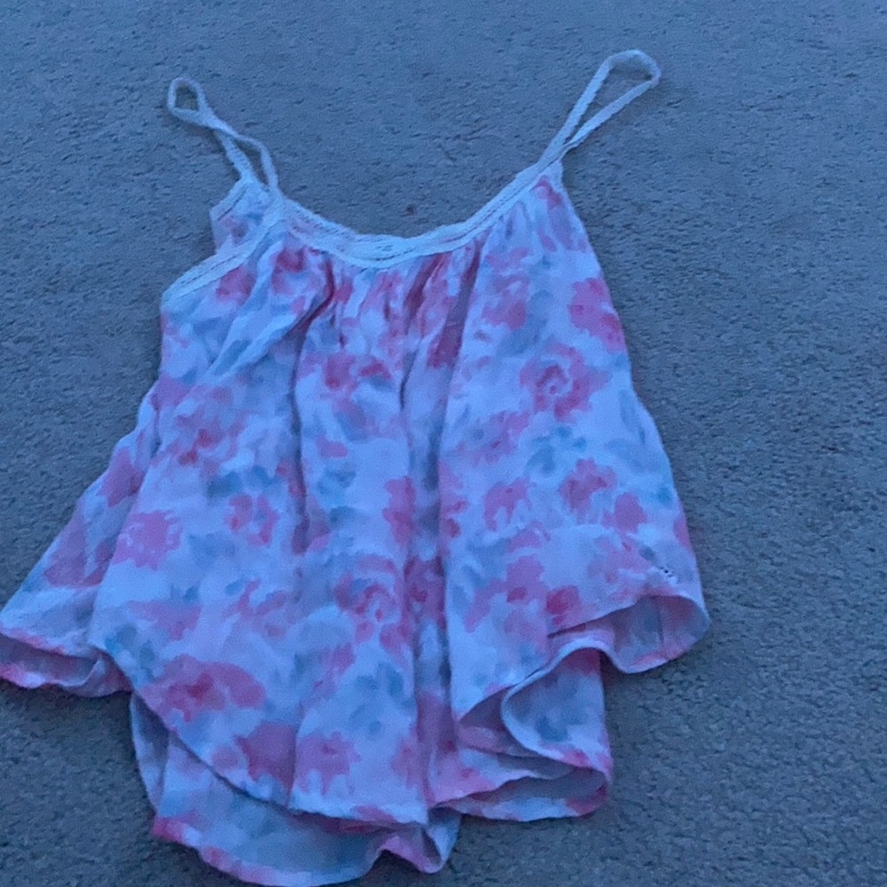 Cute pink, blue and white tank top!